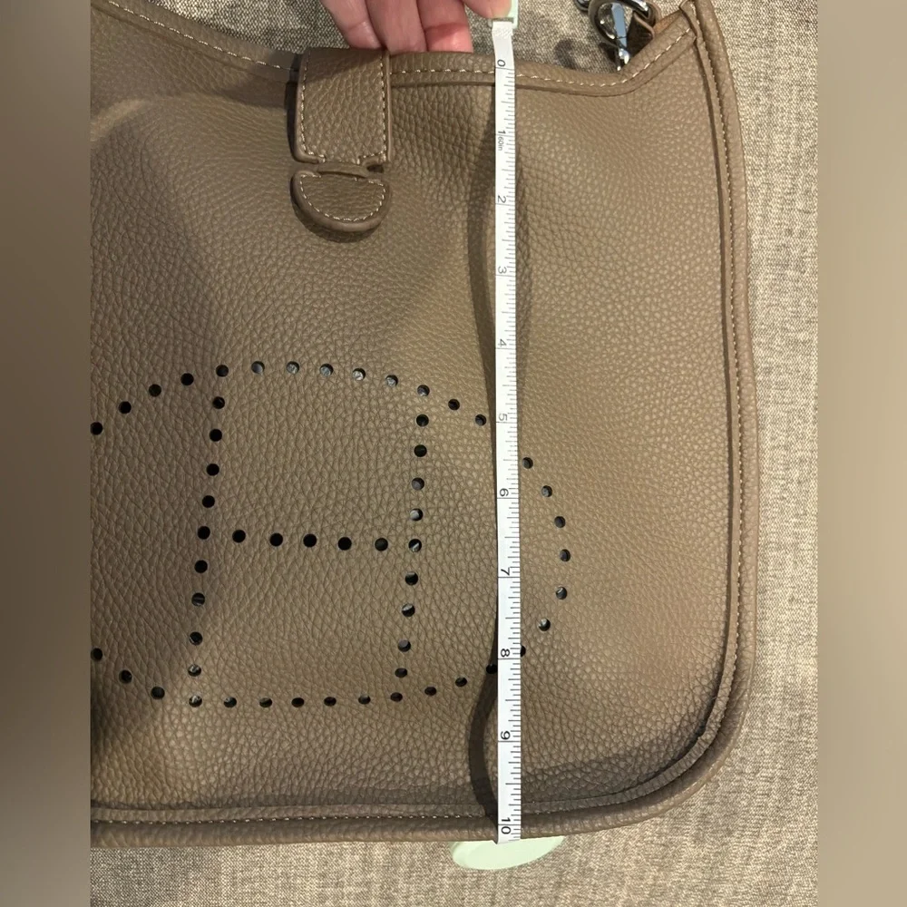 Khaki Leather Crossbody Bag